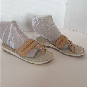 Sperry Women's Tan Leather Comfort Sandals Size 7 Casual Coastal Vacation EUC